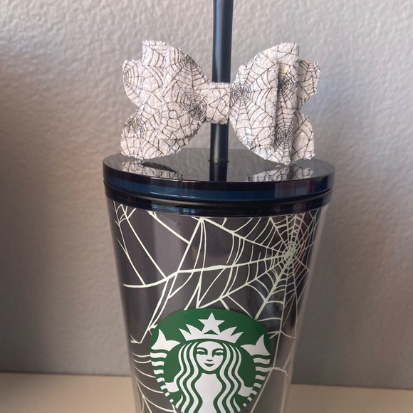 Spiderweb Bow Straw Topper • Black Cobwebs Spider Webs - Picture 3 of 4